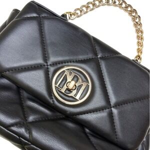 Studio Badgley Mischka Quilted Bag Black Faux Leather Chain Shoulder Pursev